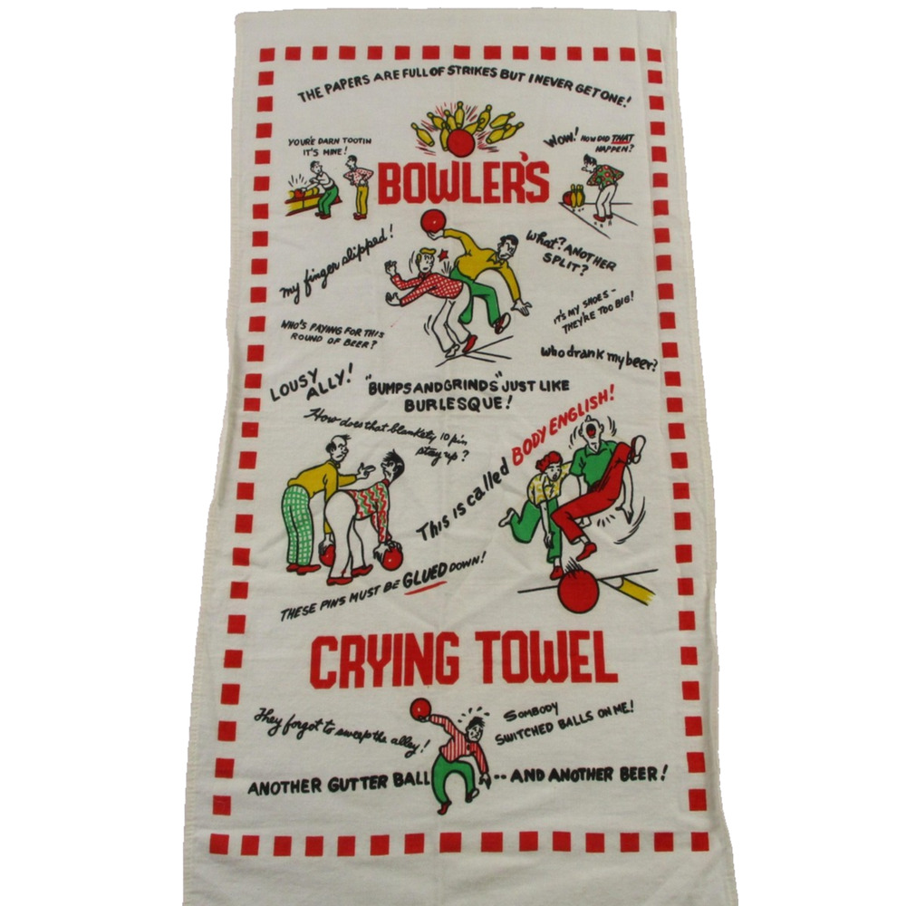 Bowler's Crying Towel Multicolor Cotton Retro Bowling Kitchen Tea Towel Humor